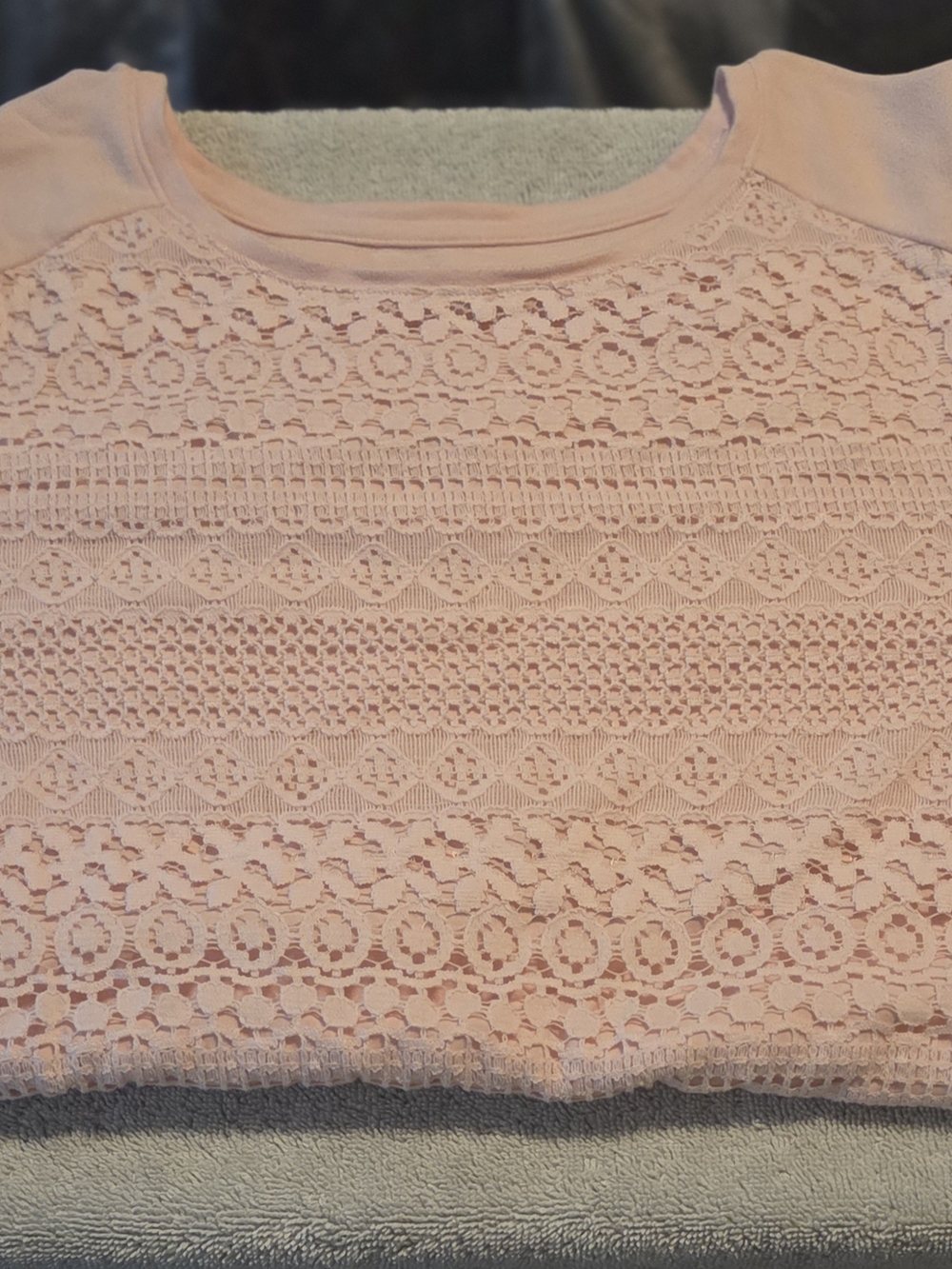 croft & barrow Pink Lace-Front Crewneck Top